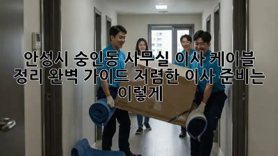 안성시 숭인동 사무실 이사 케이블 정리 완벽 가이드! 저렴한 이사 준비는 이렇게!